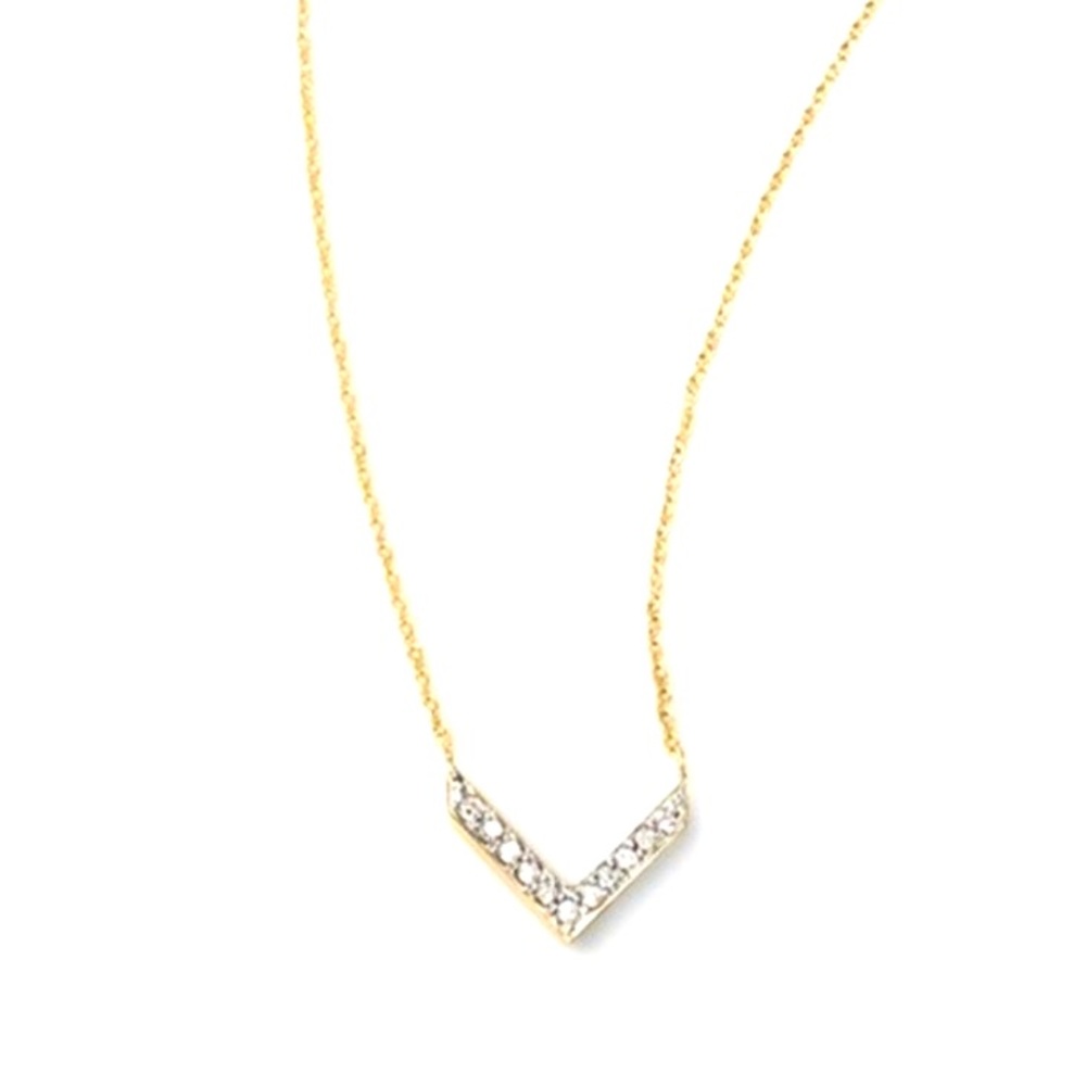 Stella & Dot | 14KGold & Genuine Diamond Covet Chevron Delicate Dainty N… - Picture 1 of 13
